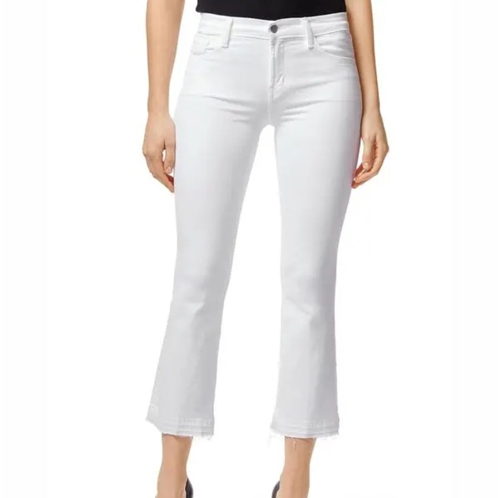 J Brand Selena Mid Rise White Cropped Ankle Jeans